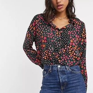 NWT ASOS Polka Dot Floral Button Down!